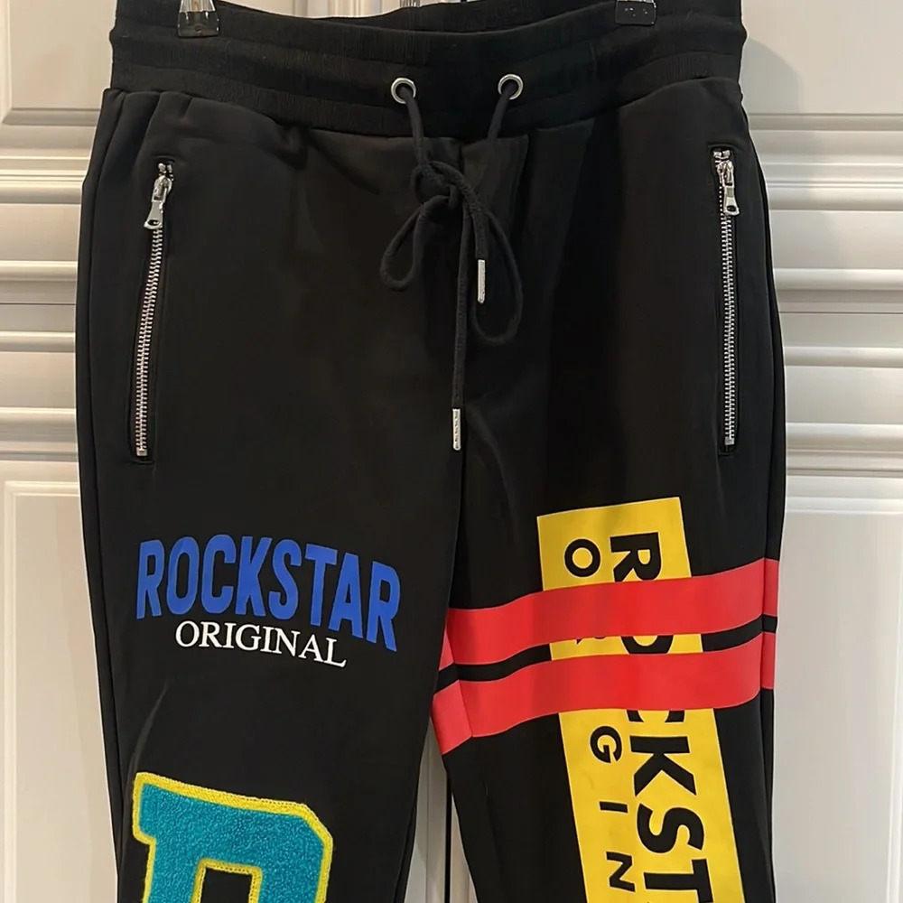 Rockstar Black track jogging pants size Small Streetwear - Picture 3 of 16